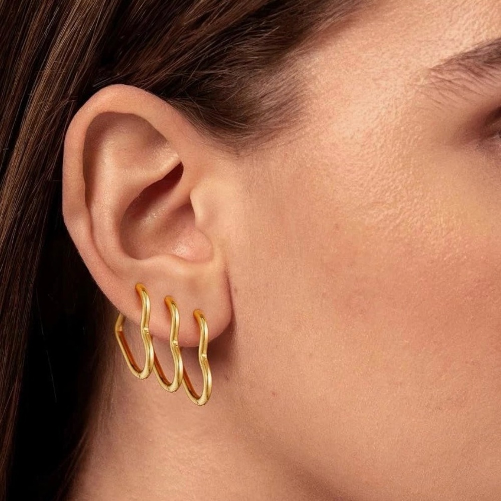NEW 14K Gold Plated Elegant Gold Hoop Earrings